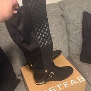 JustFab Black Quilted Over the Knee Boots